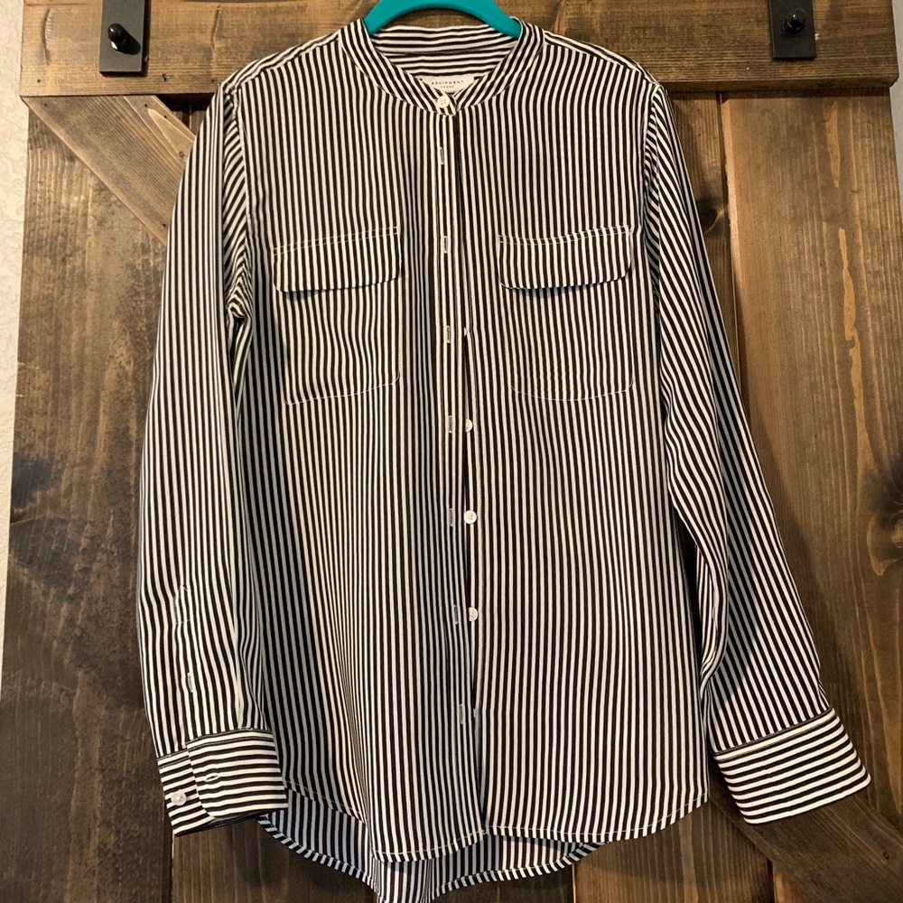 Equipment Black & White Daphne Striped Blouse